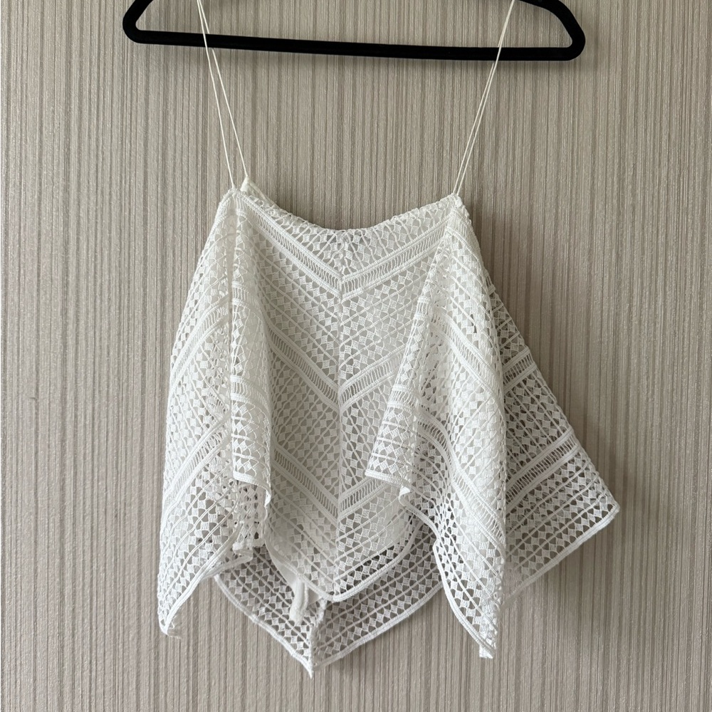 Zara White Crochet V-Neck Tank
